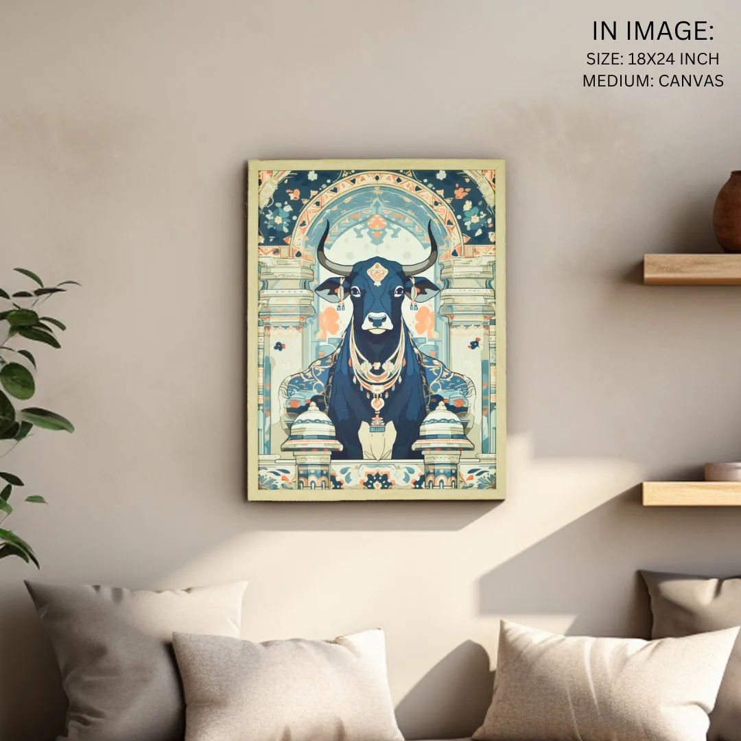 Sowpeace's Handcrafted Pichwai Cow Art with Hindu Mythology – Premium Indian-Inspired Canvas Wall Print for Traditional Home Decor