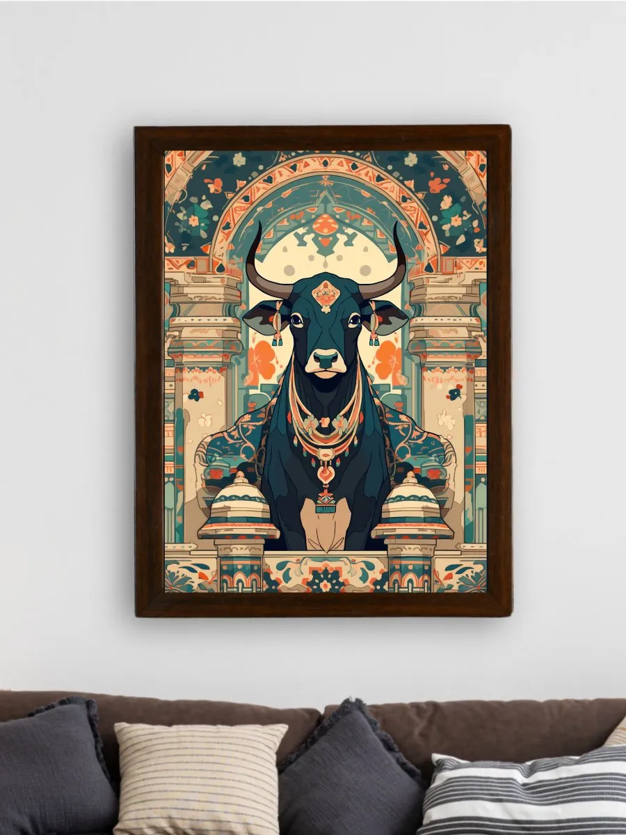 Sowpeace's Handcrafted Pichwai Cow Art with Hindu Mythology – Premium Indian-Inspired Canvas Wall Print for Traditional Home Decor