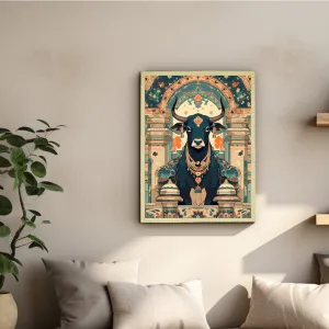 Sowpeace's Handcrafted Pichwai Cow Art with Hindu Mythology – Premium Indian-Inspired Canvas Wall Print for Traditional Home Decor