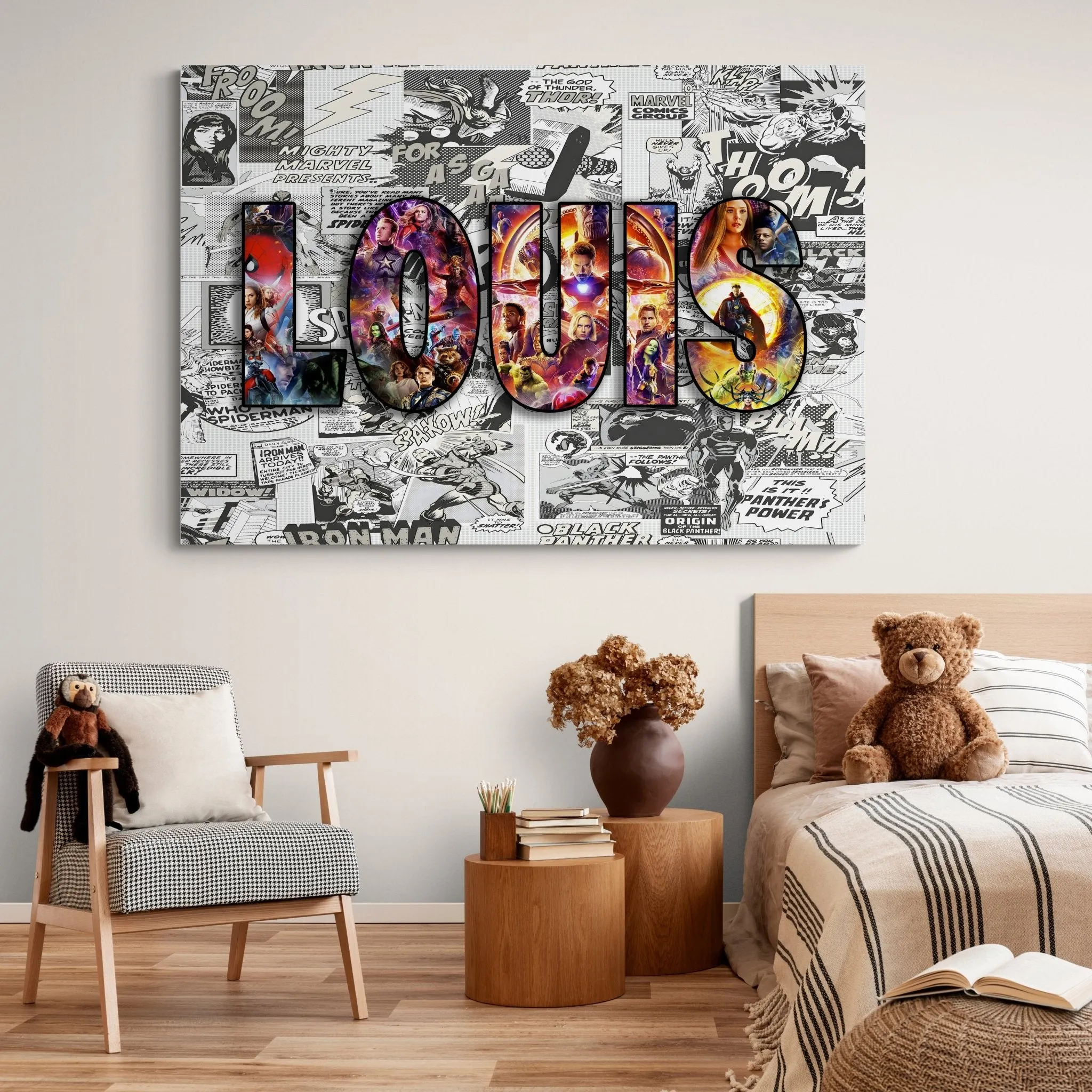 Super Heroes Personalized Name Canvas