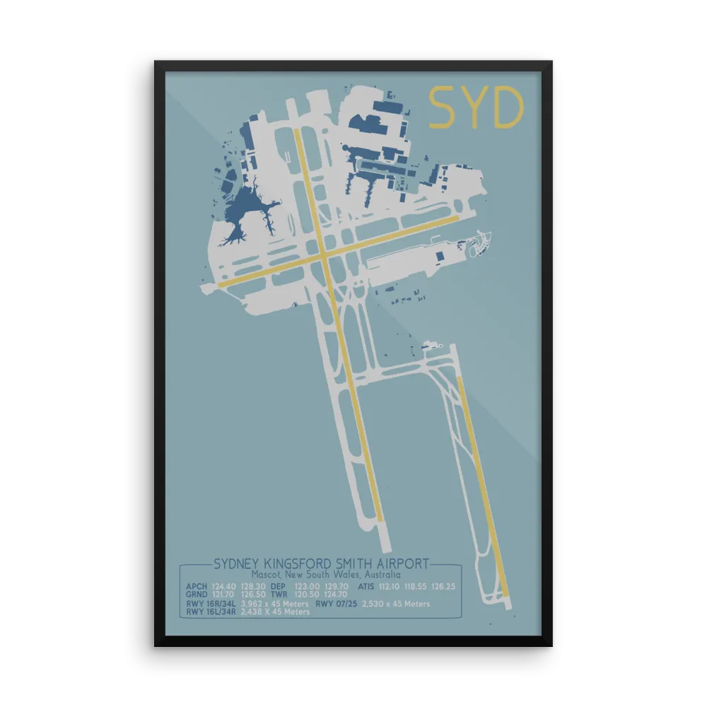 SYD (YSSY) Sydney Kingsford Smith Airport Layout Art