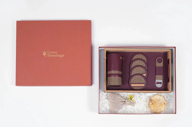 The Luxe Bar Ensemble Gift Box | Crafted from Apple Leather and Cork  | Perfect for This Diwali and Holiday Gifting