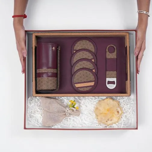 The Luxe Bar Ensemble Gift Box | Crafted from Apple Leather and Cork  | Perfect for This Diwali and Holiday Gifting