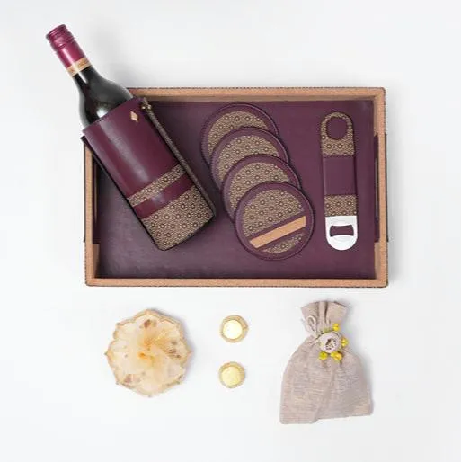 The Luxe Bar Ensemble Gift Box | Crafted from Apple Leather and Cork  | Perfect for This Diwali and Holiday Gifting