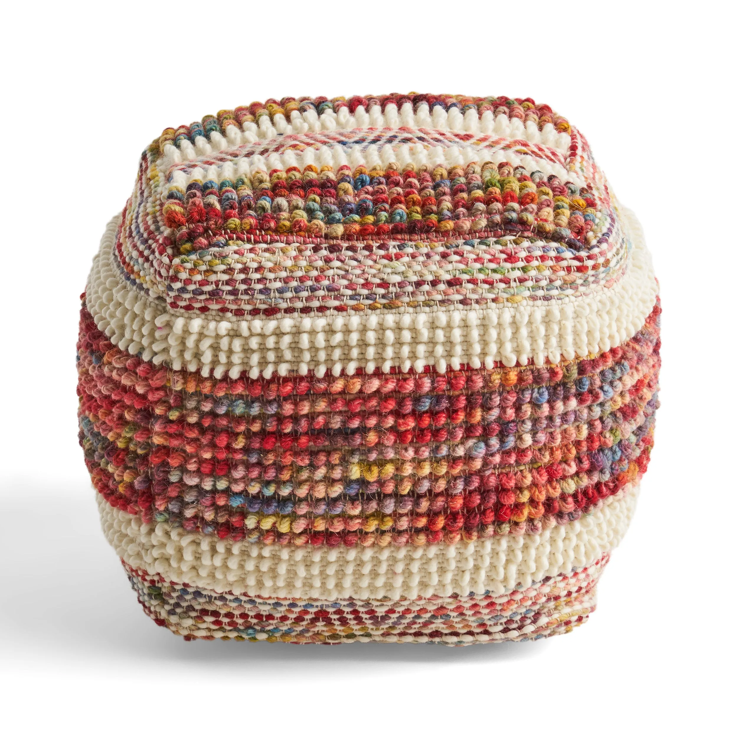 Trevin Boho Wool and Cotton Ottoman Pouf