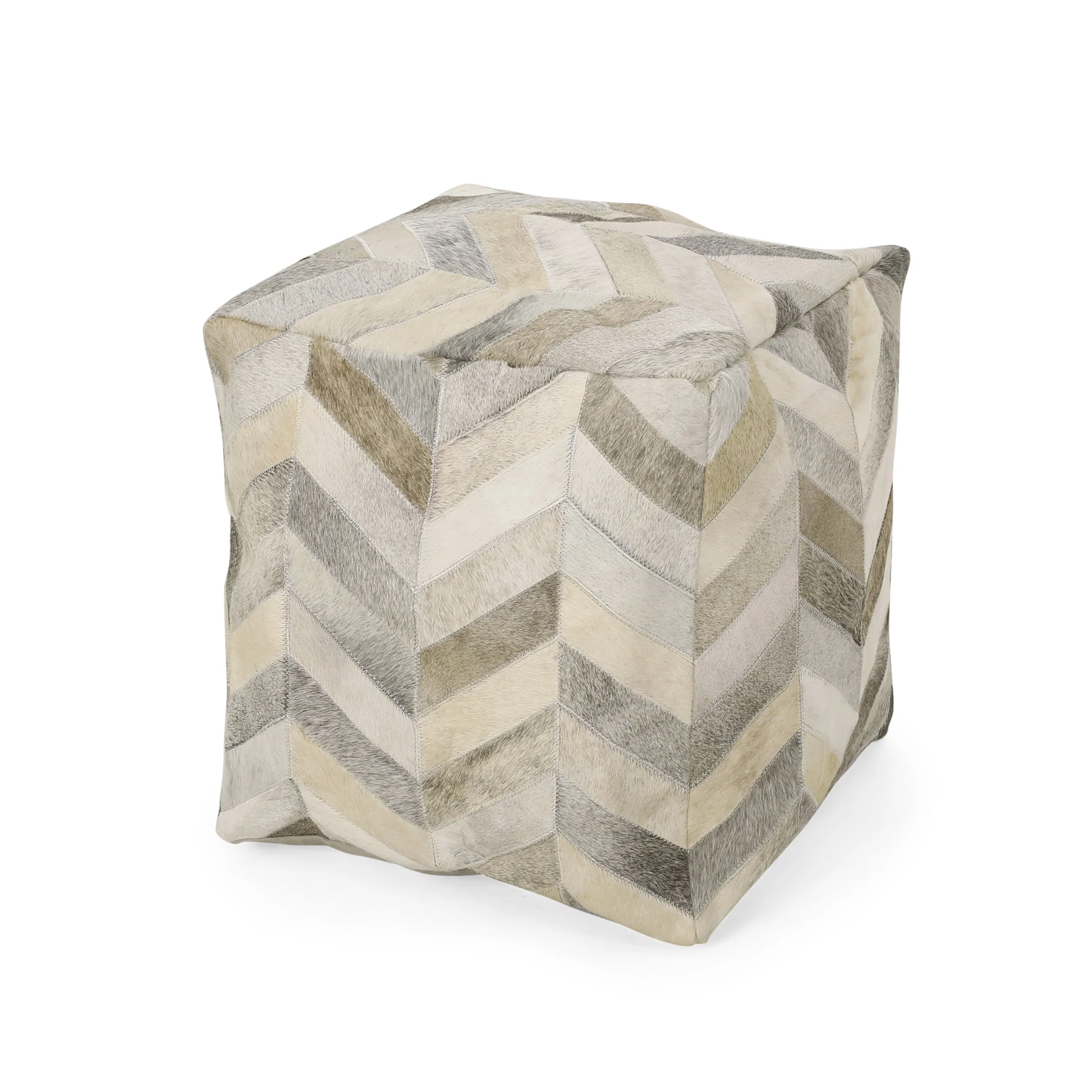 Weikel Handcrafted Boho Cowhide Pouf