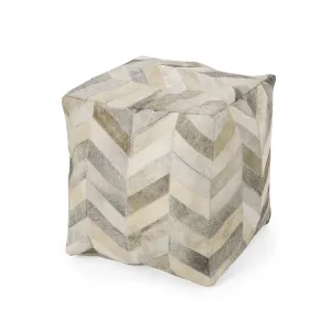 Weikel Handcrafted Boho Cowhide Pouf