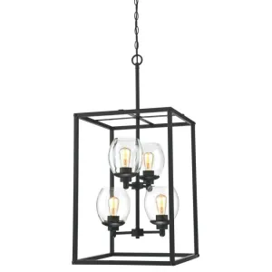 Westinghouse 6328000 4 Light Chandelier Matte Black Finish with Clear Glass