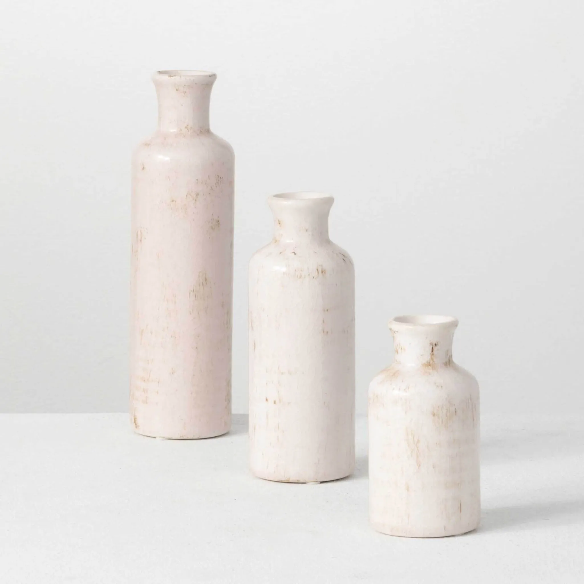 White Distressed Bottle Vase