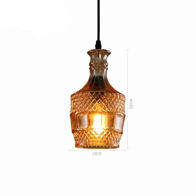 Wine Bottle Pendant Lamp Glass Retro Industrial Lighting