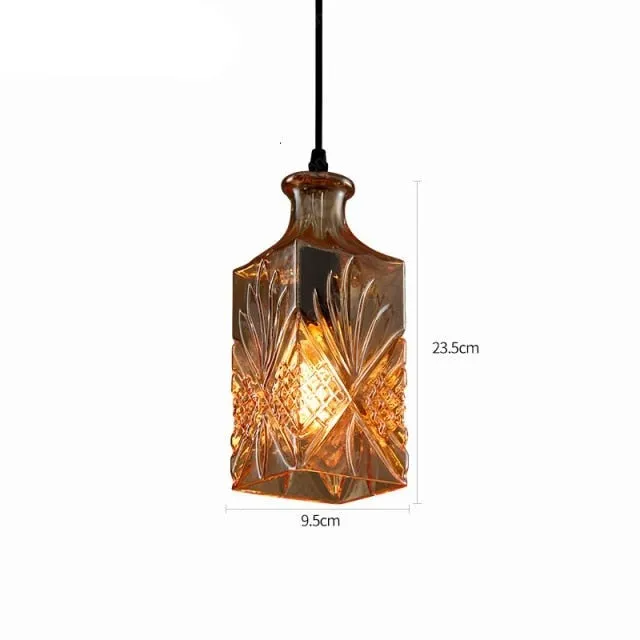 Wine Bottle Pendant Lamp Glass Retro Industrial Lighting