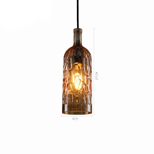 Wine Bottle Pendant Lamp Glass Retro Industrial Lighting