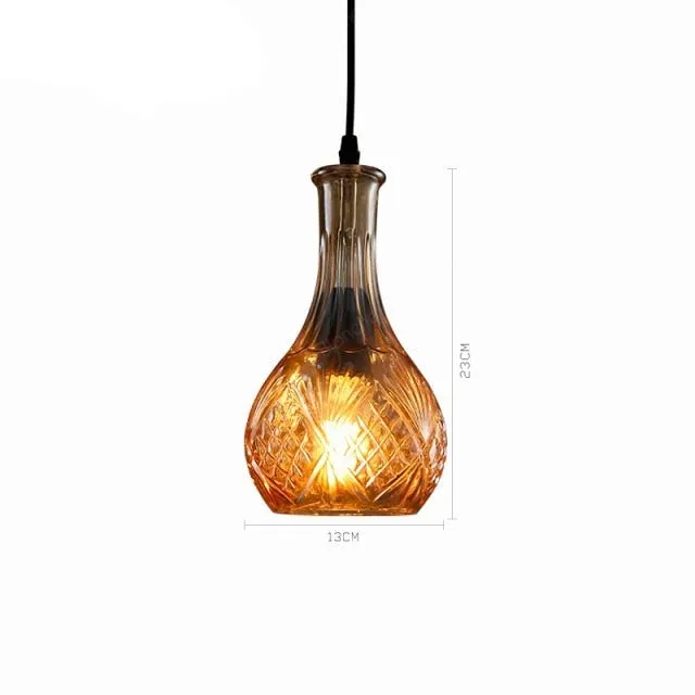 Wine Bottle Pendant Lamp Glass Retro Industrial Lighting