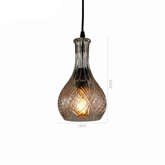 Wine Bottle Pendant Lamp Glass Retro Industrial Lighting